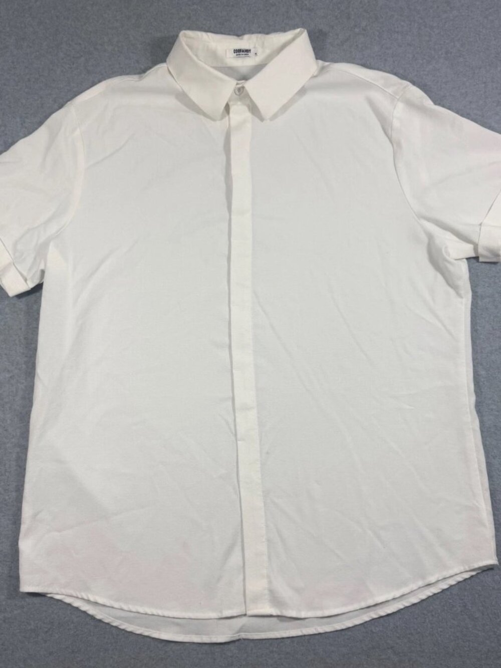 COOFANDY Men XL White Short Sleeve Button Down Shirt